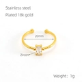 Anello regolabile minimalista in acciaio inossidabile placcato oro 18k con zircone - Aperto Regolabile / Bianco