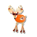Cartoon reindeer brooch with sunglasses and red glitter details in gold and orange finish - Sunglasses Reindeer (YNCP7602)