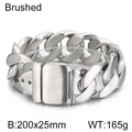 Brushed silver Cuban chain bracelet for men, stainless steel link, size 200x25mm - 20cm / Brushed Silver