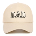 Close-up of black DAD embroidery on a khaki twill cotton vintage baseball cap - Adjustable / Beige DAD