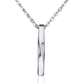 Minimalist silver twist bar geometric pendant necklace with polished metallic finish - Twisted + 60cm Cross Chain