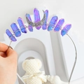 Handmade headband with purple-blue crystals and a silver crescent moon charm - Jelly Colors