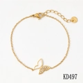 Detail showing S.steel material engraving on the lobster clasp of butterfly bracelet - Single Butterfly Color Matching Shell Zircon Style (KD497) / Gold