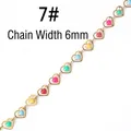 Détail de chaîne à maillons cœur dorés de 6mm avec émail coloré pour création bijoux - 7# Cœur Évidé Coloré (6mm Largeur)