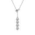 S925 Sterling Silver adjustable necklace featuring four round moissanite diamond pendants - Four-diamond Linear (fddz-096) / White Gold