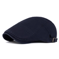 Dunkelblaue Baumwoll-Schiebermütze für Damen und Herren mit Ziernähten und Metallschnalle - Verstellbar / Marineblau