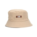 Light beige canvas bucket hat featuring a brown logo patch for sun protection - Khaki