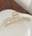 Pinza dorada para el cabello con piedras ojo de gato y dientes grandes para moños - Aleación de Oro Claro/Opale Crema / Opale Grande