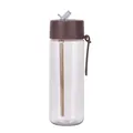 Outdoor Tritan straw cup 740ml in transparent finish with brown lid and gold metal straw - 740ml / Dark Coffee (New)