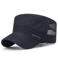 Sneldrogende zwarte mesh cadet pet met ademende lasergaatjes en SPORTS-tekst - Verstelbaar / Marineblauw