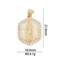 Detail view of 18k gold Virgin Mary pendant with white shimmer and sparkling crystals - DZ-929/Hexagonal Zircon White Glitter Virgin Mary