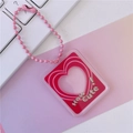 Portafoto a cuore rosa in acrilico con testo How Cute e catenina in metallo colorata - No.4 Cuore Rosso How Cute