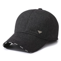 Herren Winter Baseballkappe mit Ohrenschutz aus dunkelgrauem, warmem Fleecestoff - Verstellbar / Grau