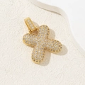 Chubby 26 letters gold plated necklace pendant with sparkling paved zircons - Letter X