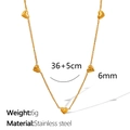 Golden stainless steel heart pendant necklace with minimalist 36+5cm adjustable chain - Horizontal Heart Necklace / Gold