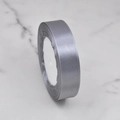 Single roll of glossy silver satin ribbon on marble background for luxury gift wrapping - 2.5cm Wide x 22.8m Long (25 Yards) / 1003# Grey