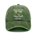 Vintage army green washed cotton baseball cap with retro embroidery and distressed finish - L (58-60cm/Adjustable) / Washed Army Green (Built in the Fifties)