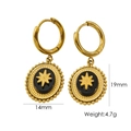 Bohemian gold stainless steel earrings with oval black stone and gold star motif - Black Agate