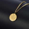 Collana dorata in acciaio inossidabile con ciondolo circolare Fu in stile cinese minimalista - Collana / Collana d'oro D117