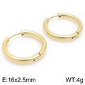 Golden titanium steel hoop earrings, size 16x2.5mm and weight 4g, elegant metal finish - 16x2.5mm / Gold