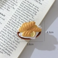 3D realistic croissant in a basket fridge magnet, handmade resin food decor, 5.8cm size - Bread