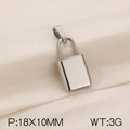 Ciondolo a lucchetto in argento in acciaio inossidabile, misura 18x10mm e 3g - Lucchetto Quadrato Arrotondato (KP120416-Z) / Argento