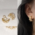 14k gold-plated clip-on earrings for women with emerald-cut cubic zirconia stones - MY34213-Gold Rectangle Zircon Pair