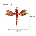 Spilla a libellula vintage dorata con strass rosso scuro e specifica di 6,0 cm di larghezza - Rosso (C622-B)