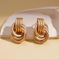 Schicke mehrlagige geometrische Ohrringe in Mattgold-Optik mit Vintage-Design - Gold