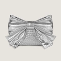 Silver bow-shaped crossbody handbag with woven texture for women 2024 collection - Silver / 26x15x5CM