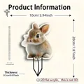 Realistic brown rabbit garden stake made of flat acrylic for potted plant decoration - No.37 (0.2cm Thickness)