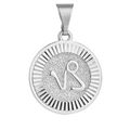 Silver Capricorn zodiac coin pendant with textured relief for DIY jewelry necklace - Silver Capricorn