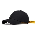 Gorra de béisbol de algodón negro con cinta larga amarilla de estilo industrial - Negro 3