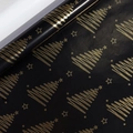 Premium black and gold Christmas wrapping paper roll with glittering tree patterns - Black Background Gold Christmas Tree / 43*300CM