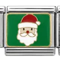 Bracciale componibile italiano in acciaio inossidabile con ciondolo natalizio - 36 Volto di Babbo Natale