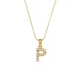18K gold plated snake chain necklace featuring a zircon encrusted letter P pendant - Letter P