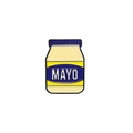 Cartoon-Mayonnaise-Glas Emaille-Anstecknadel mit Mayo-Text für Kleidung und Taschen - MAYO Mayonnaise Glas
