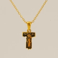 Gold-plated stainless steel letter T pendant necklace with bark texture for women - Gold Letter T