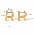 18k vergoldete geometrische Buchstaben-R-Ohrringe mit präzisen Größen- und Gewichtsangaben - Gold Buchstabe R Form (TE6028-2-14)