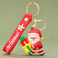Cute Santa Claus keychain with red silicone wristband and golden hardware details - Santa Claus (3 Gift Boxes)