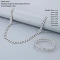 8mm silver stainless steel paperclip chain necklace and bracelet jewelry set for women - Bracelet 20cm / 8mm Dotted Steel Color/Silver