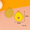 Detailed honeycomb alloy pendant with yellow enamel and pink heart, size 20mm x 24mm - Honeycomb B