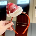 Christmas headband featuring a red striped mini Santa hat and Merry Xmas embroidery - Red Silver Striped Santa Hat