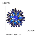 Spilla vintage in bronzo con cristallo blu sfaccettato e strass, 5,2 cm x 5,3 cm - Blu