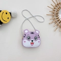 Cute purple and white tiger cartoon crossbody bag for kids with adjustable strap - Purple