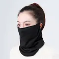 Versatile black knitted neck gaiter for outdoor windproof warmth and facial protection - Ear-Hanging Style - Black (1pc)