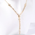 Collier en Y doré minimaliste orné de pendentifs ovales en zircone transparente - Style Y avec Multi-Zircone / Collier Multi-Zircone Or - Version A