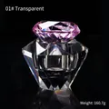 Octagonal crystal glass nail art cup with pink purple lid and clear diamond base - Transparent Cup with Pink Diamond Lid