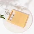 Bright yellow square jewelry storage box with PE film suspension and inner accessory card - Pvc Yellow Sleeve (with Inner Box); 7*7*2