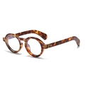 Retro round thick-frame glasses featuring classic tortoise shell texture and silver studs - Tortoiseshell Frame Anti-Blue Light (C6)